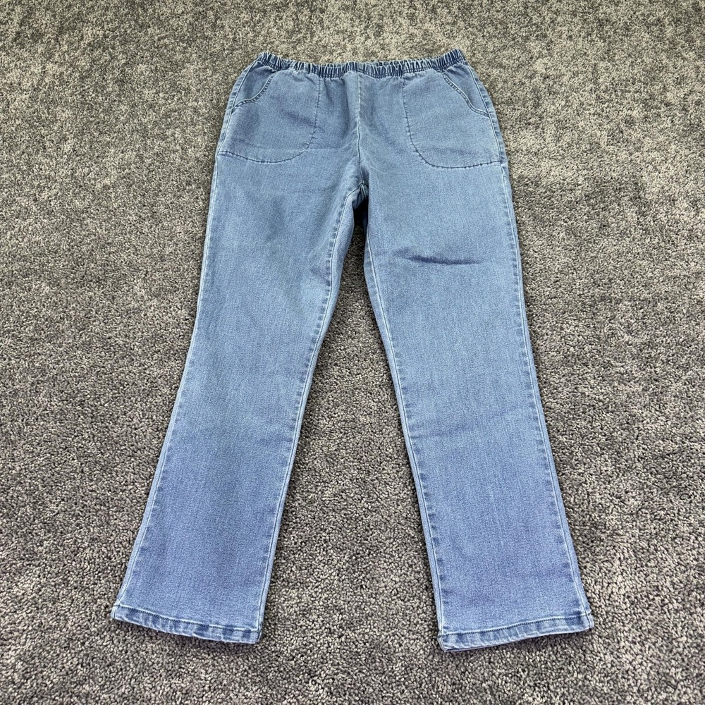 Blair Jeans Womens 16P Blue Elastic Waist High Rise Straight Light Wash Denim